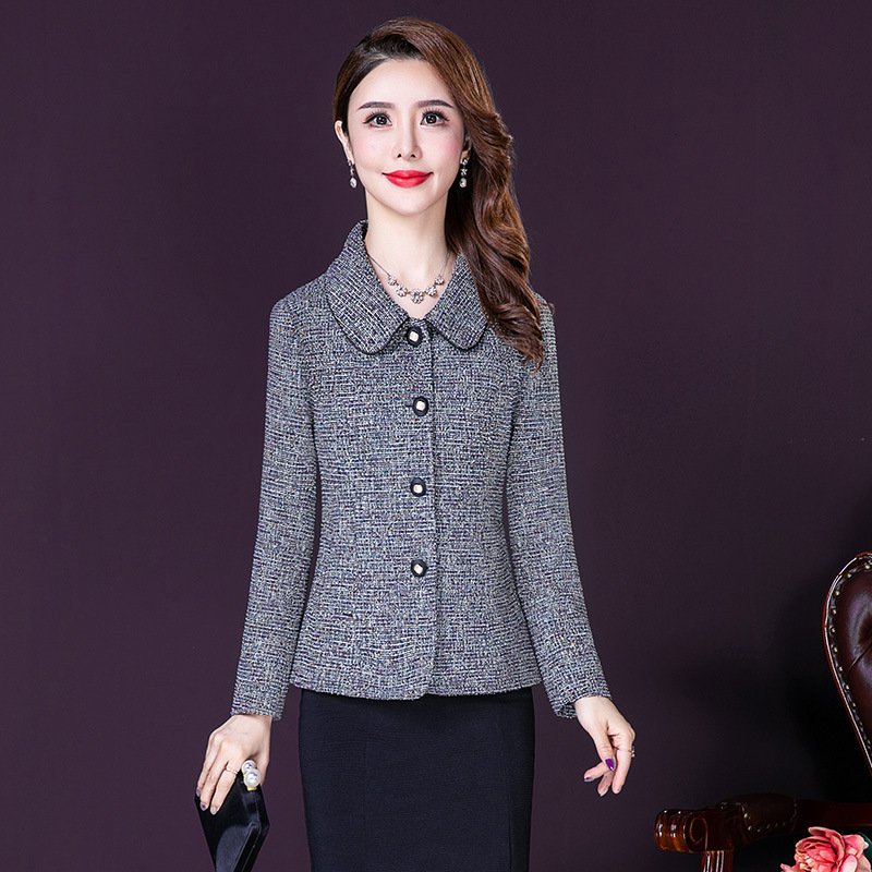 Spring Coat Single-Breasted Long-Sleeved Tweed Young Short Suit C105