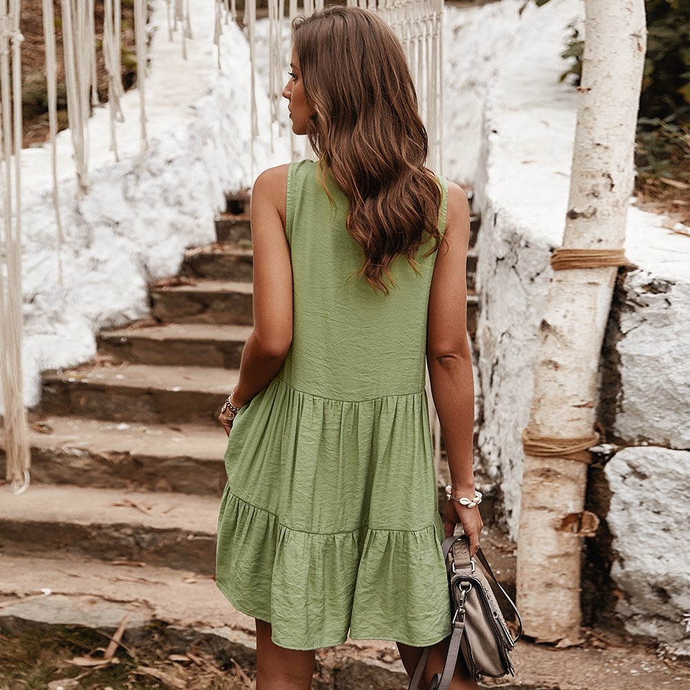 New Women's Summer Loose Sexy Solid Color Super Fairy Dress D104 - Image 4