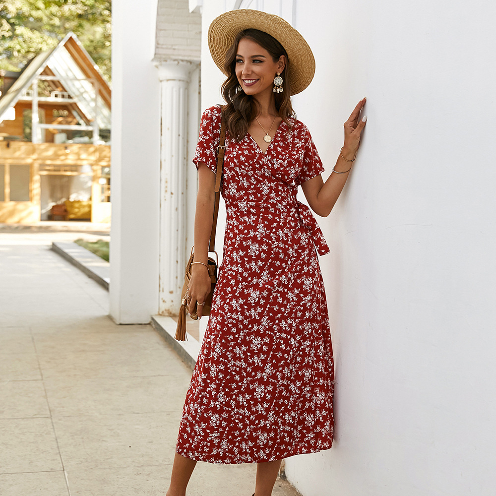 Slim Fit Aqua Blue(Base) Floral Printed Short Dress, Half Sleeves, Size:  Medium at Rs 326/piece in New Delhi